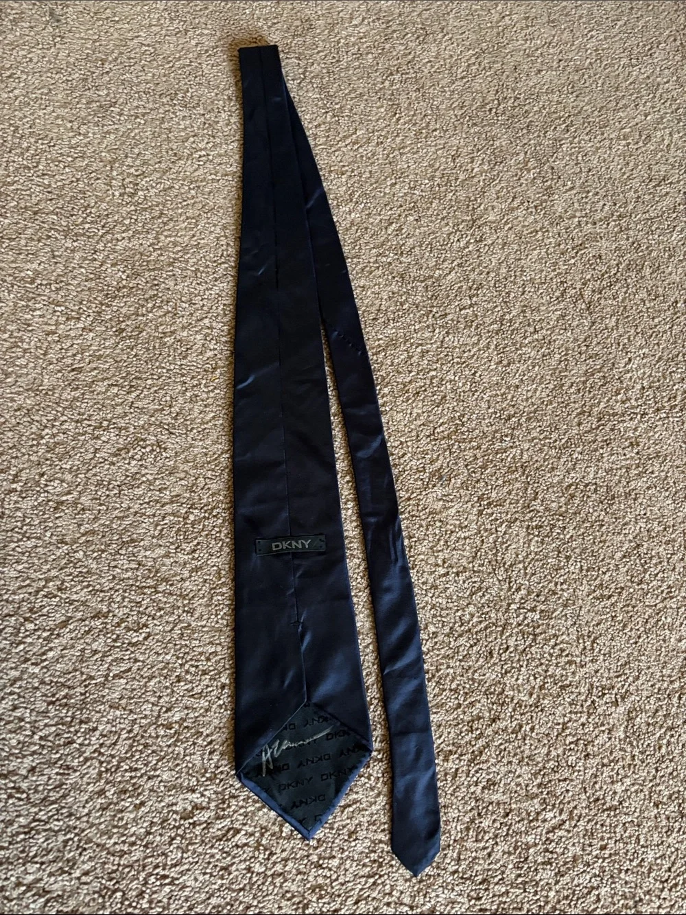 #283 DKNY Men’s Navy Silk Tie - Autographed by DWTS Season 1 Winner Alec Mazo